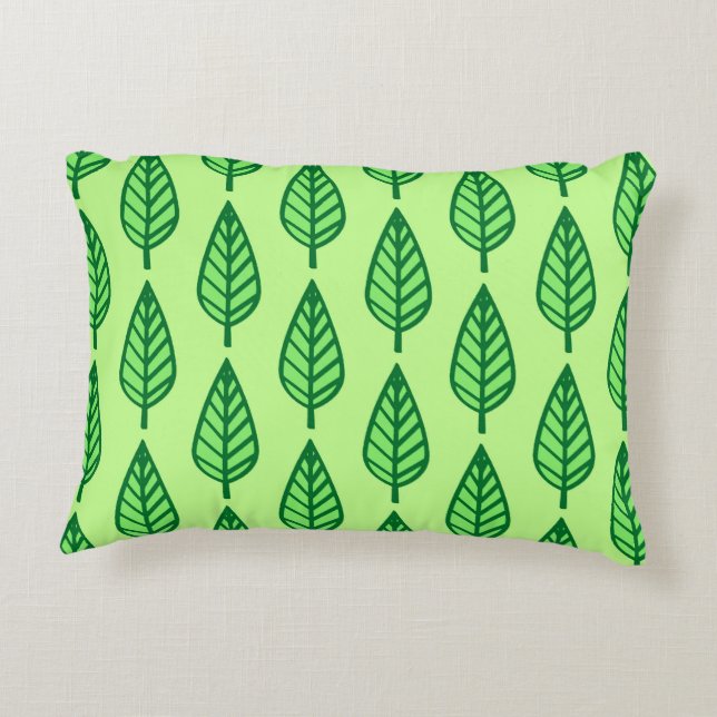 Beech leaf pattern - shades of green decorative cushion (Back)