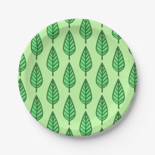 Beech leaf pattern - shades of green paper plate