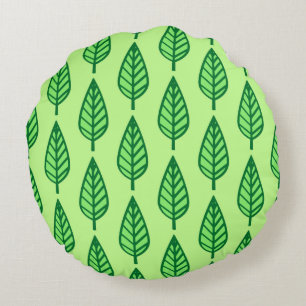 Beech leaf pattern - shades of green round cushion