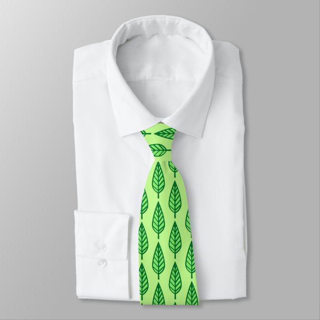 Beech leaf pattern - shades of green tie (Tied)