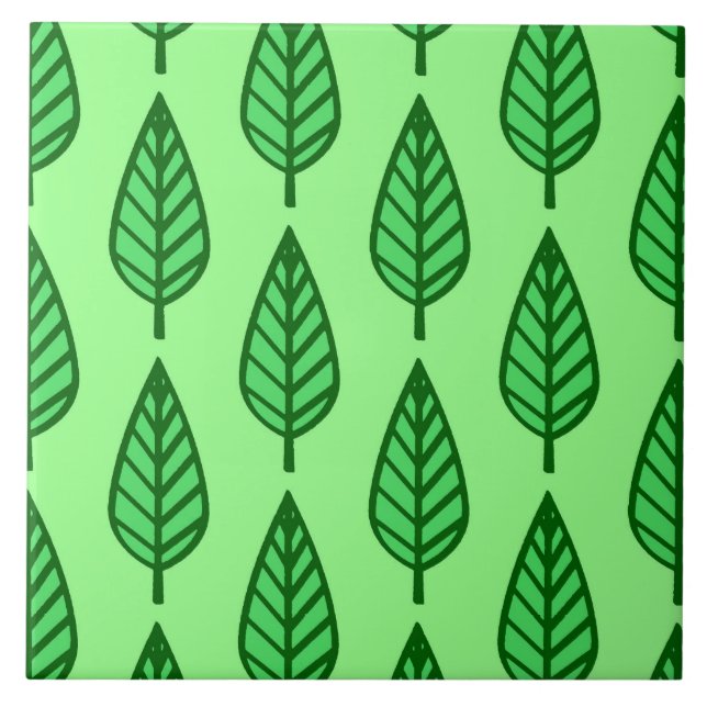 Beech Leaf Pattern, Shades of Green Tile (Front)