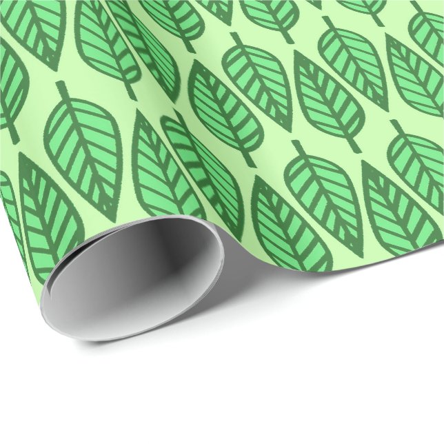 Beech leaf pattern - Shades of lime green Wrapping Paper (Roll Corner)