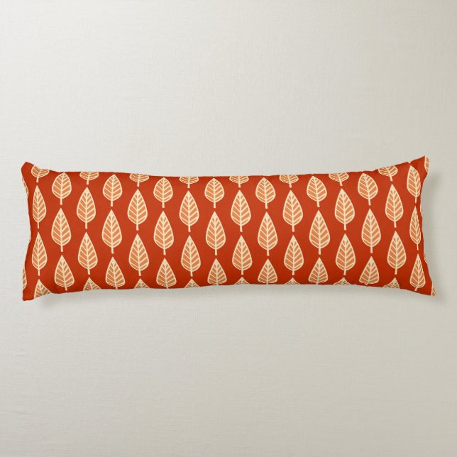 Beech leaf pattern - Shades of mandarin orange Body Cushion (Back)