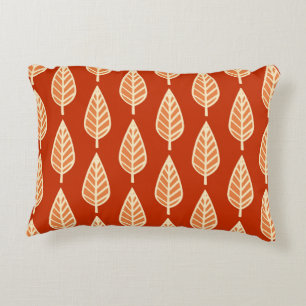 Beech leaf pattern - Shades of mandarin orange Decorative Cushion