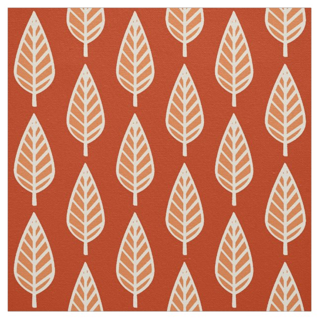 Beech leaf pattern - Shades of mandarin orange Fabric (Swatch)