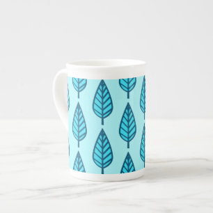 Beech leaf pattern - Shades of sky blue Bone China Mug