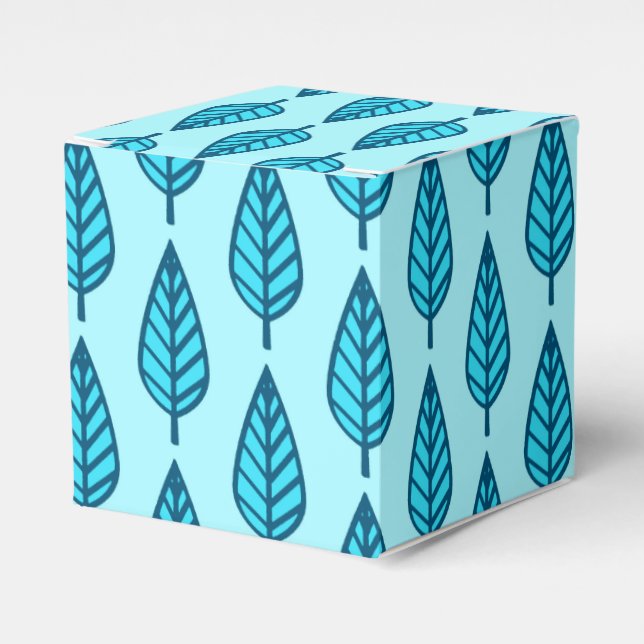 Beech leaf pattern - Shades of sky blue Favour Box (Front Side)