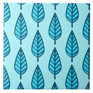 Beech leaf pattern - Shades of sky blue Tile