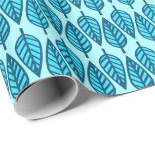 Beech leaf pattern - Shades of sky blue Wrapping Paper