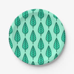 Beech leaf pattern - Turquoise and aqua Paper Plate