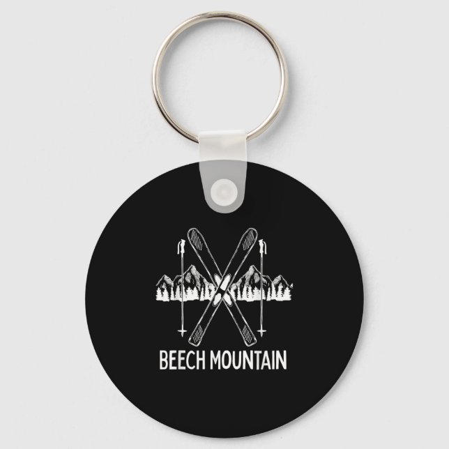 Beech Mountain North Carolina NC Retro Skiing Key Ring (Front)
