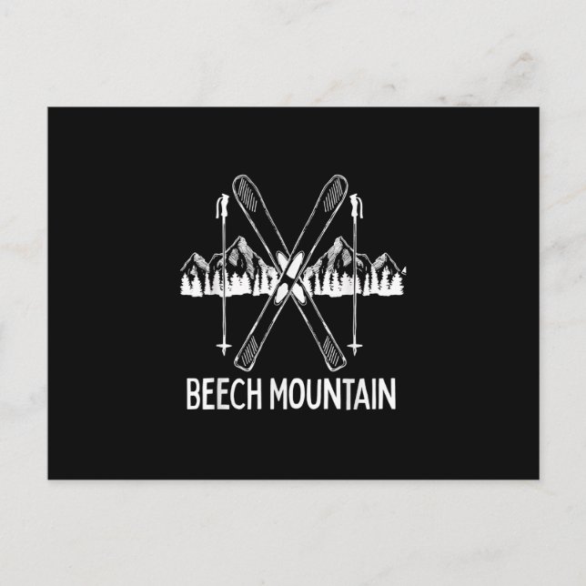 Beech Mountain North Carolina NC Retro Skiing Postcard (Front)
