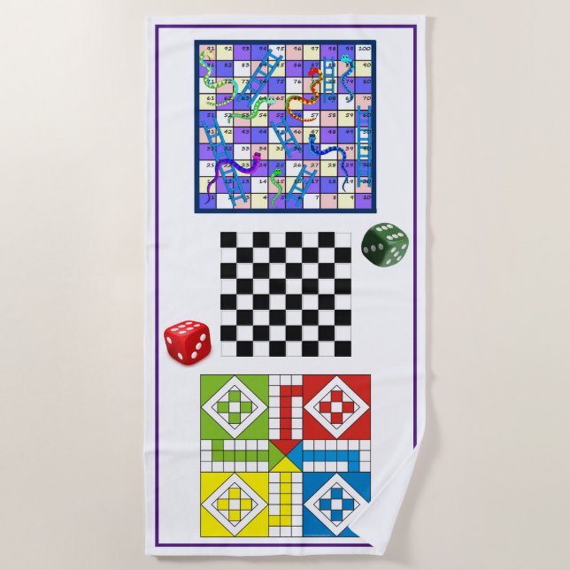 Beech Towel - Fun in The Sand - Boardgames (Front)