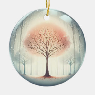 Beech tree Serene Winter Sanctuary Ceramic Tree Decoration