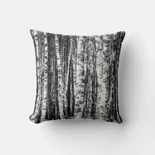 Beech Trees, Charcoal Grey / Grey and White Cushion