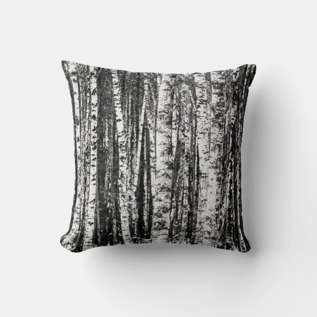 Beech Trees, Charcoal Grey / Grey and  White Cushion (Front)