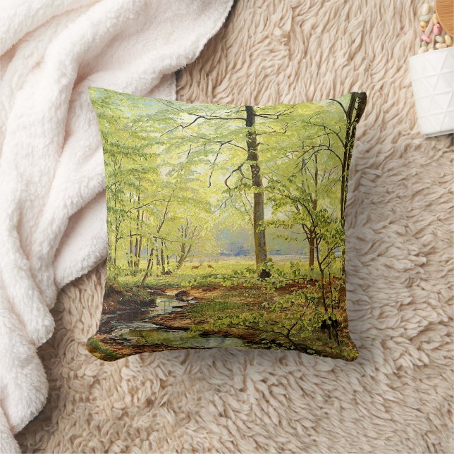 Beech trees in springtime, Christian Zacho Cushion (Blanket)