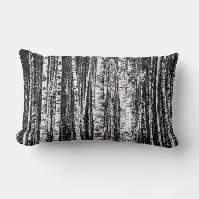 Beech Trees, White and Charcoal Grey / Grey Lumbar Cushion (Front)