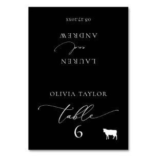 Beef Black Minimalist Wedding Table Number