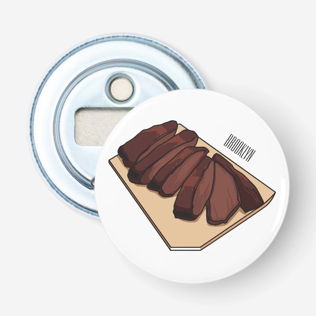 Beef brisket cartoon illustration bottle opener (Front)