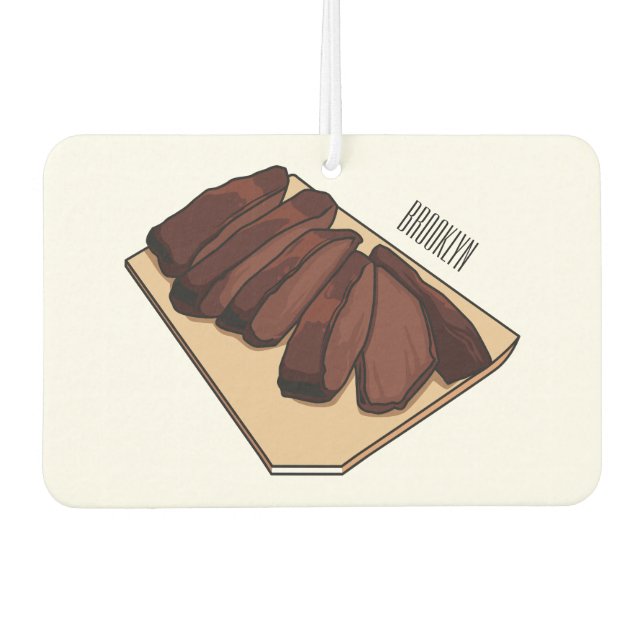Beef brisket cartoon illustration car air freshener (Front)