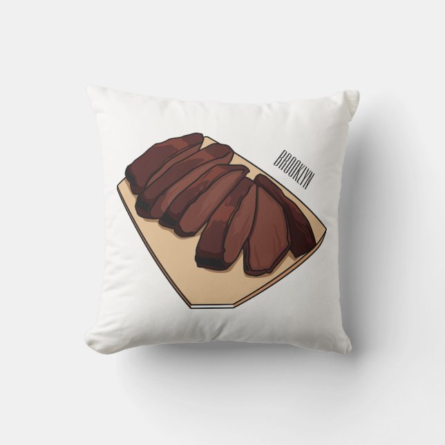Beef brisket cartoon illustration  cushion (Front)