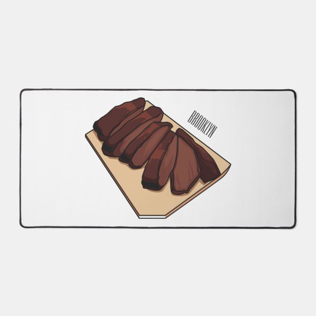 Beef brisket cartoon illustration  desk mat (Front)