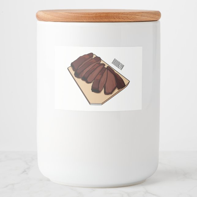 Beef brisket cartoon illustration  food label (Front)