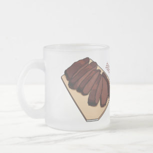 Beef brisket cartoon illustration frosted glass coffee mug