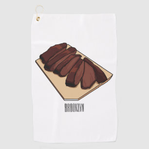 Beef brisket cartoon illustration golf towel