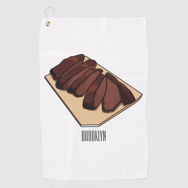 Beef brisket cartoon illustration  golf towel (Front)