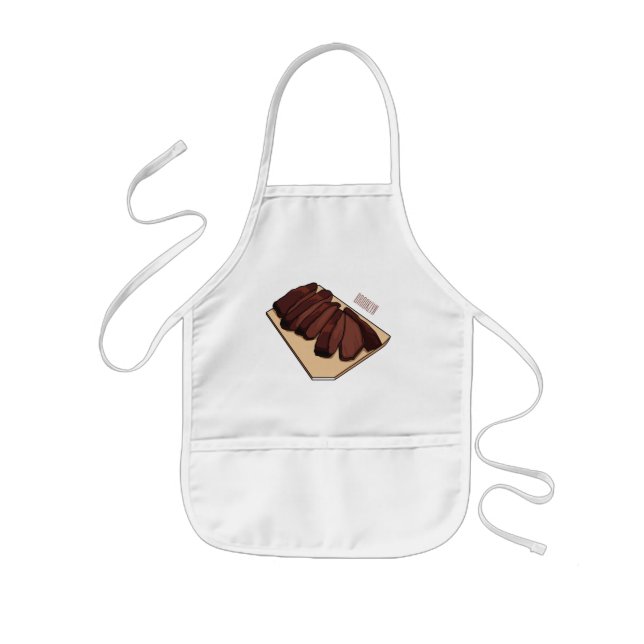 Beef brisket cartoon illustration   kids apron (Front)