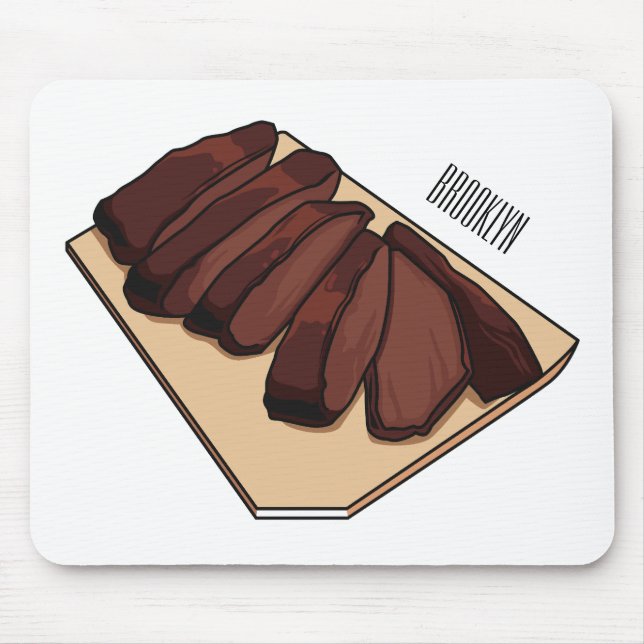 Beef brisket cartoon illustration mouse mat (Front)