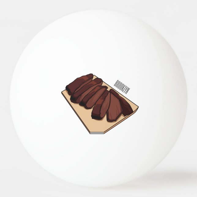 Beef brisket cartoon illustration  ping pong ball (Front)