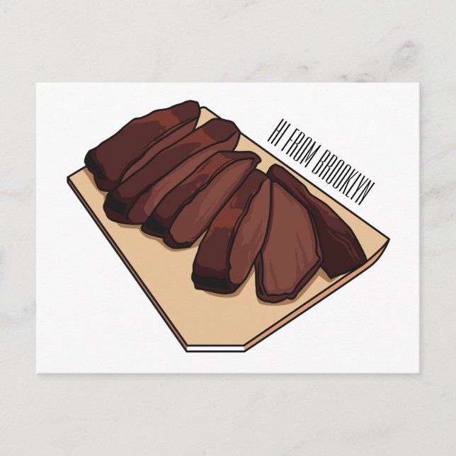 Beef brisket cartoon illustration  postcard (Front)