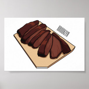 Beef brisket cartoon illustration  poster