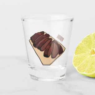 Beef brisket cartoon illustration  shot glass