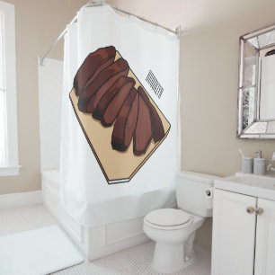 Beef brisket cartoon illustration   shower curtain