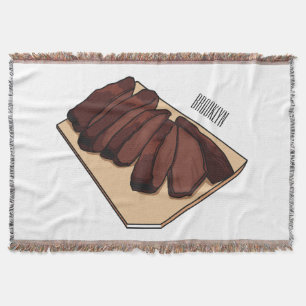 Beef brisket cartoon illustration throw blanket
