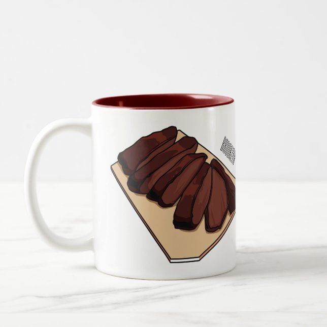 Beef brisket cartoon illustration   Two-Tone coffee mug (Left)