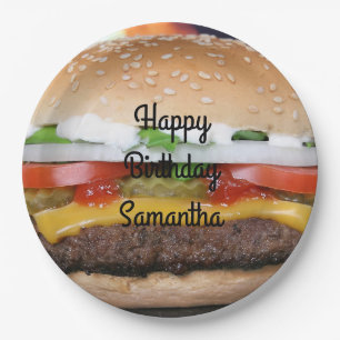 Beef Burger Kids 1st Birthday  Paper Plate