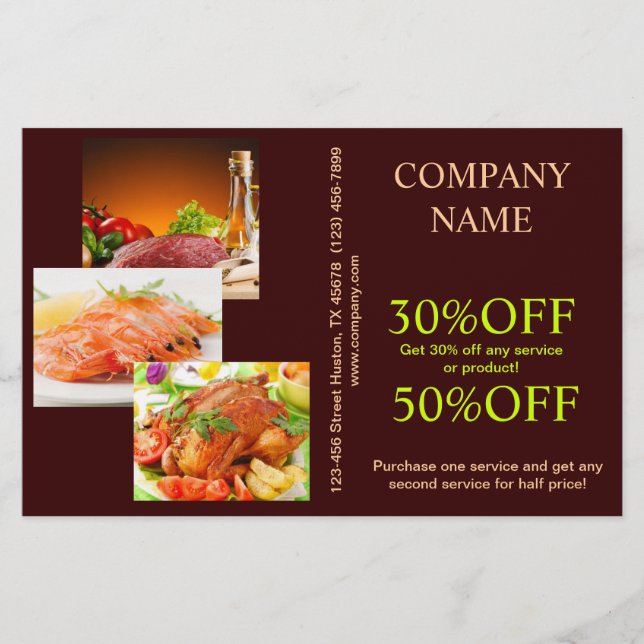 Beef burger sandwich chicken private chef catering flyer (Front)