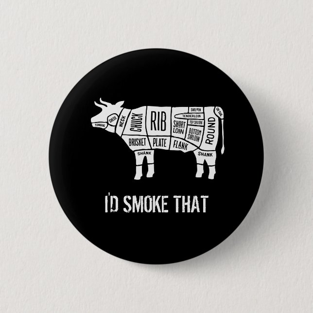 Beef Butcher Chef Cook Funny Smoke That 6 Cm Round Badge (Front)