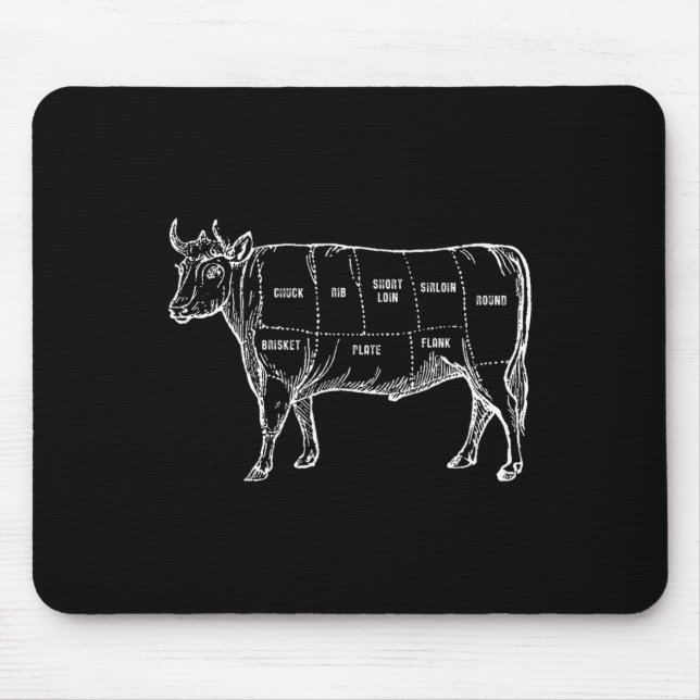 Beef Cuts Diagram Butcher Cow Bbq Meat Lover Gift  Mouse Mat (Front)