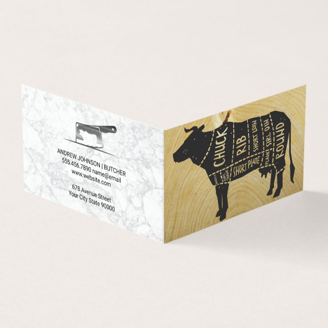 Beef Diagram | Butchers Knife Business Card (Outside)