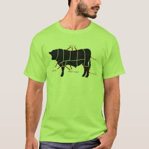Beef Eater! Tasty Cuts Butchering Diagram T-Shirt