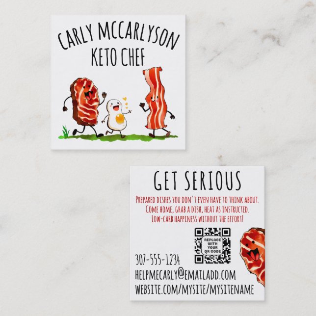 Beef Egg Bacon Keto Personal Chef Catering Company Square Business Card (Front/Back)
