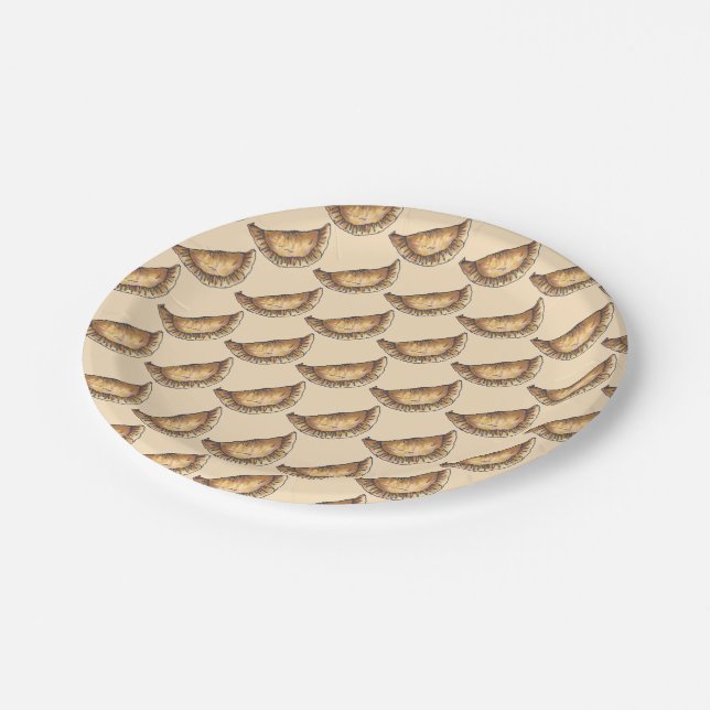 Beef Empanadas Spanish Latin American Food Pastry Paper Plate (Angled)