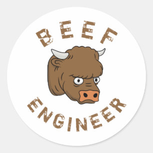 Beef Engineer Classic Round Sticker