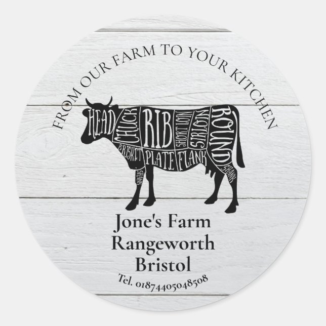 beef farmer marketing produce dairy farmer classic round sticker (Front)